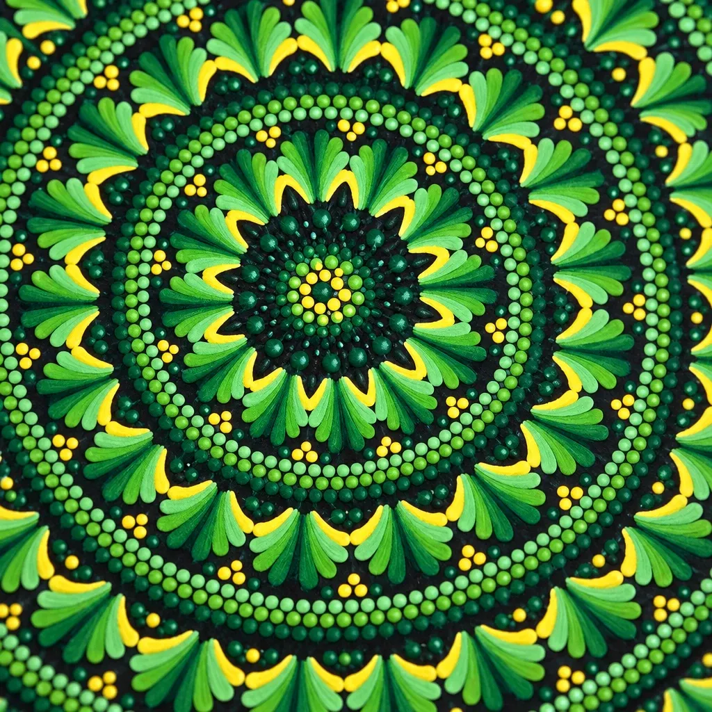 Close-up of the dots on Emerald Bloom