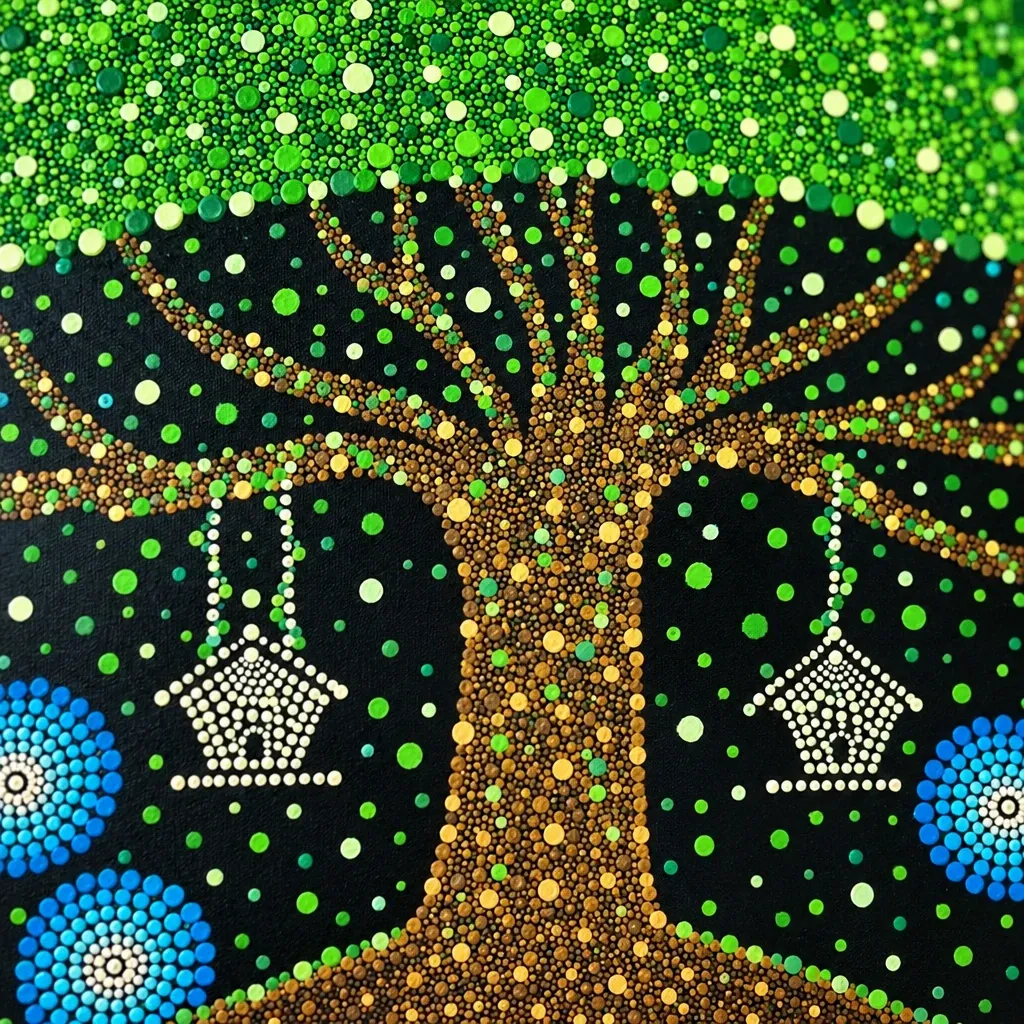 Close-up of the dots on Tree of Wishes II