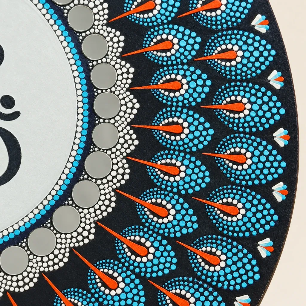 Close-up of the dots on Peacock Ganesha