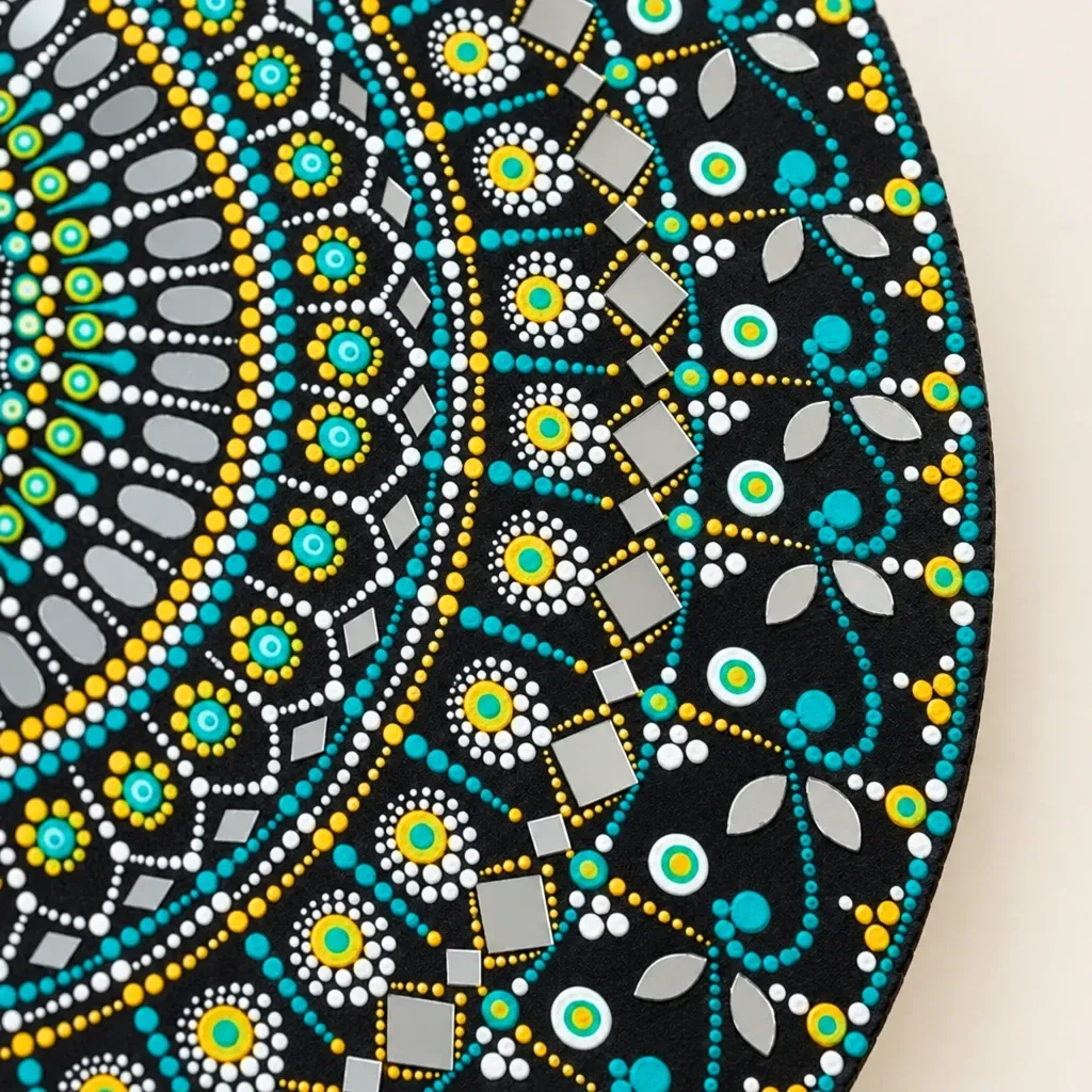 Close-up of the dots on Shisha Rangoli